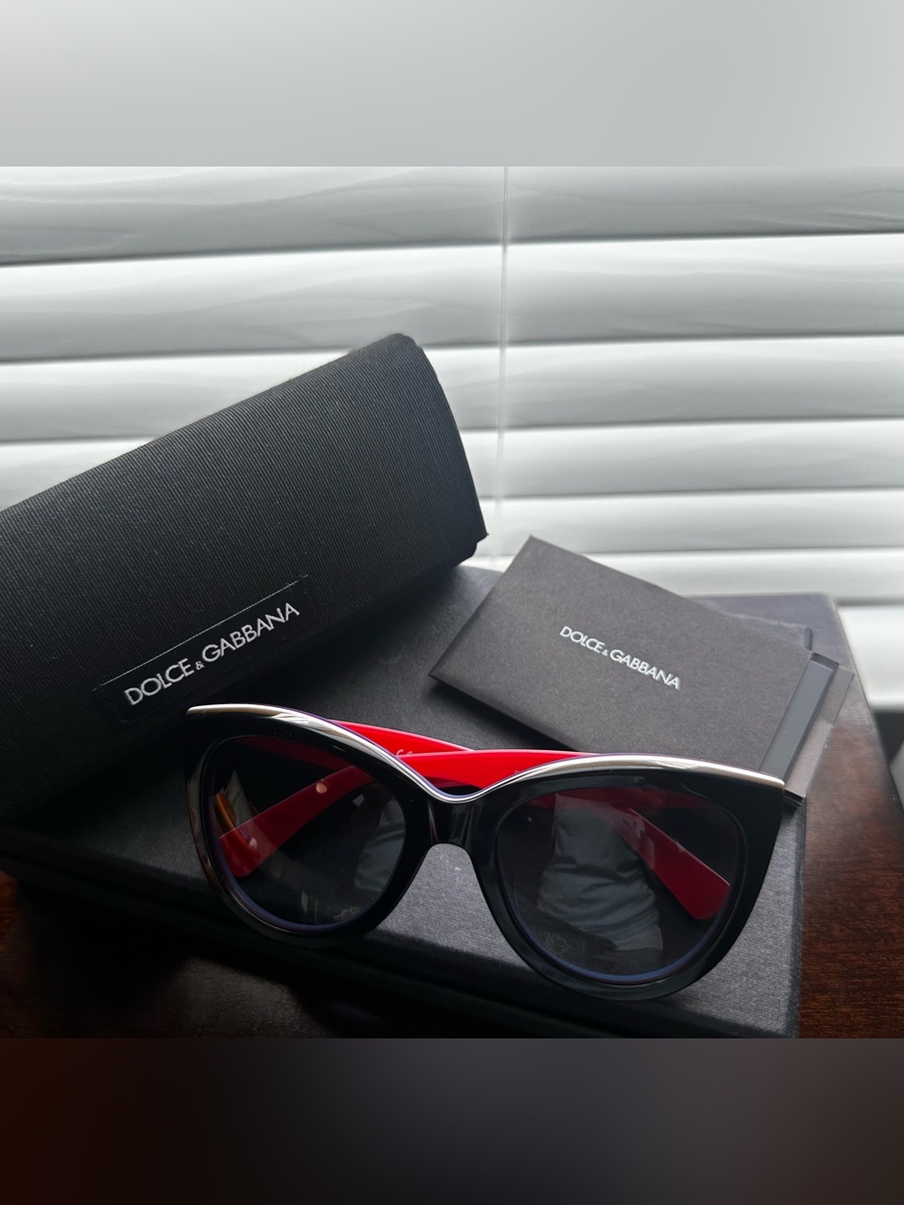Brand New! Dolce & Gabbana Black and Red Cat-Eye Sunglasses